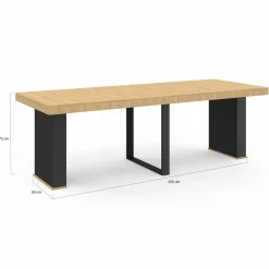 IDMarket Table console extensible bois et noir* Collection Design|Collection Moderne