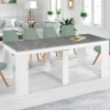 IDMarket Table console extensible bois blanc et effet béton 10 personnes* Consoles|Consoles De Cuisine