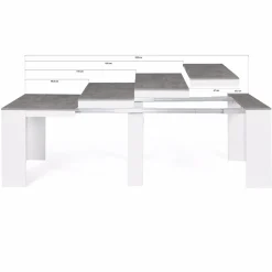 IDMarket Table console extensible bois blanc et effet béton 10 personnes* Consoles|Consoles De Cuisine