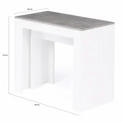 IDMarket Table console extensible bois blanc et effet béton 10 personnes* Consoles|Consoles De Cuisine