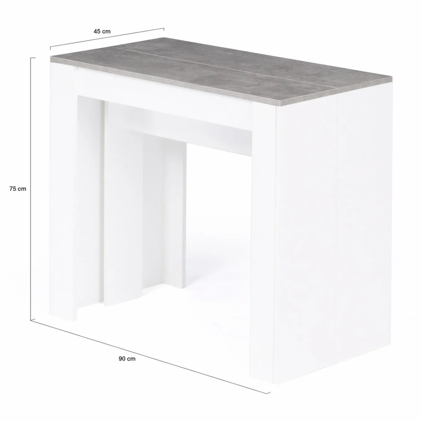 IDMarket Table console extensible bois blanc et effet béton 10 personnes* Consoles|Consoles De Cuisine