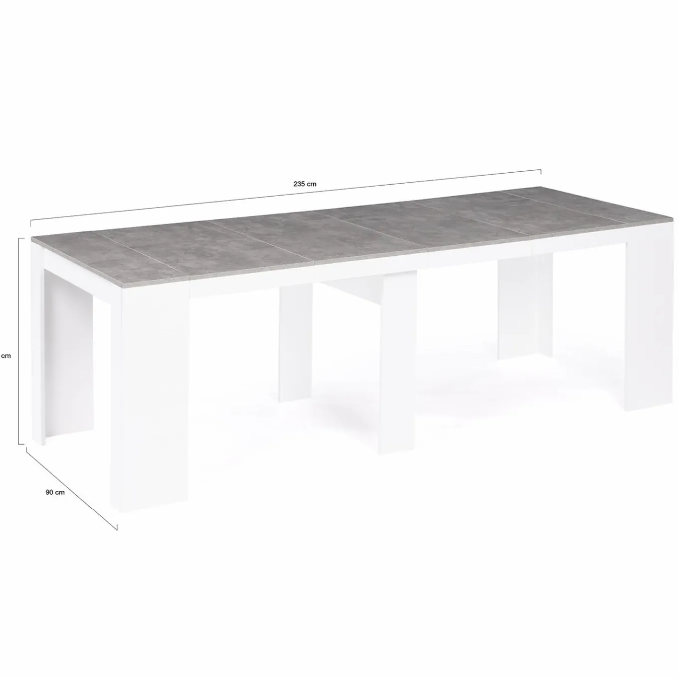 IDMarket Table console extensible bois blanc et effet béton 10 personnes* Consoles|Consoles De Cuisine