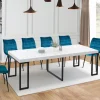 IDMarket Table console extensible effet marbre blanc 10 personnes* Collection Design|Consoles