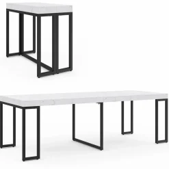 IDMarket Table console extensible effet marbre blanc 10 personnes* Collection Design|Consoles