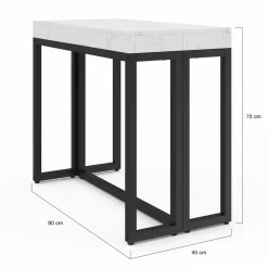 IDMarket Table console extensible effet marbre blanc 10 personnes* Collection Design|Consoles