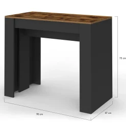 IDMarket Table console extensible 235 cm effet vieilli et noir 10 personnes* Consoles|Consoles De Cuisine