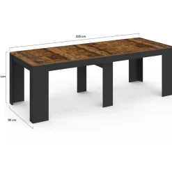 IDMarket Table console extensible 235 cm effet vieilli et noir 10 personnes* Consoles|Consoles De Cuisine