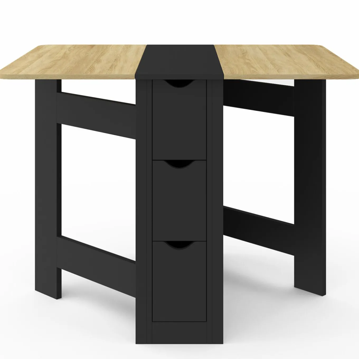 IDMarket Table console pliable bois et noir 2-4 personnes* Collection Design|Collection Contemporaine