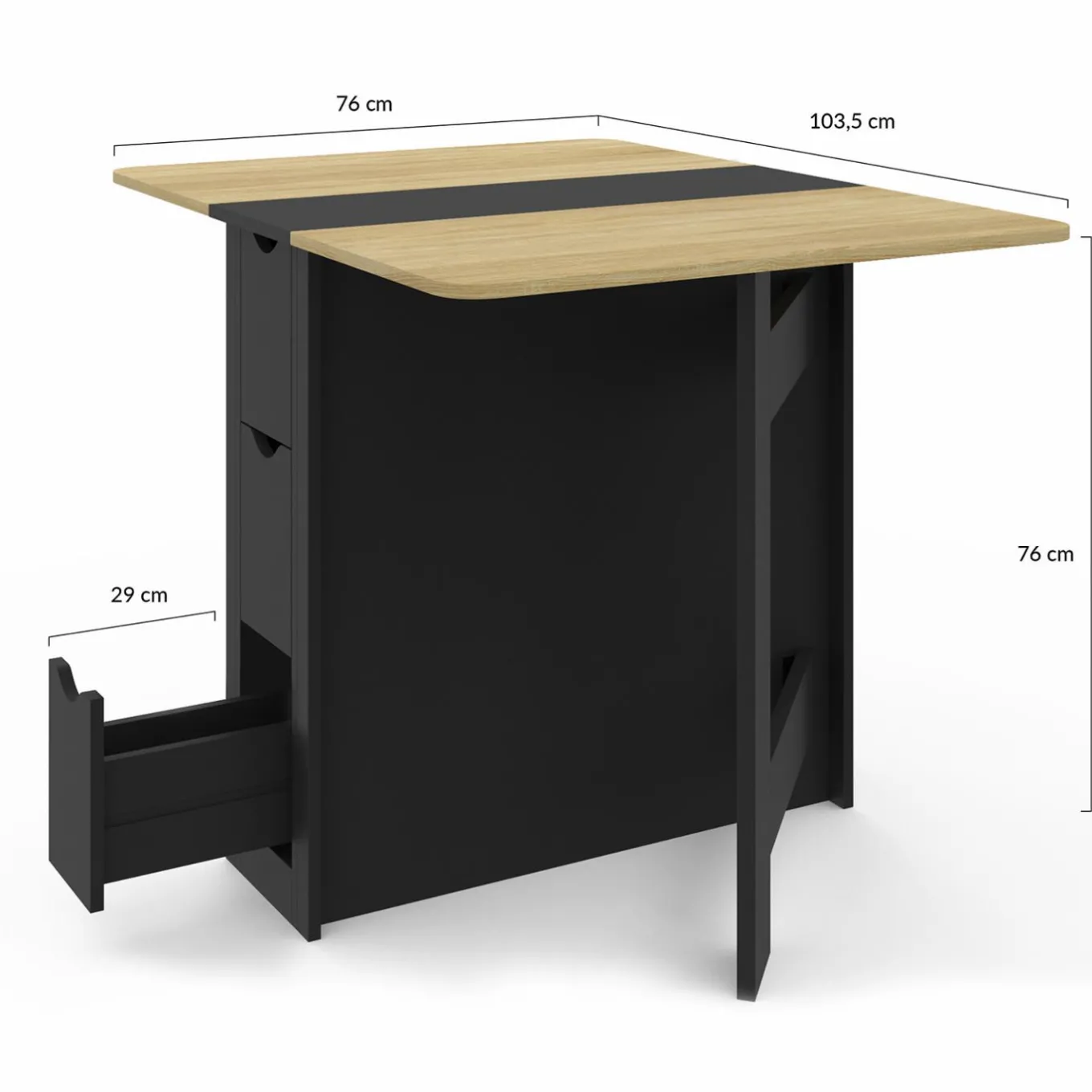 IDMarket Table console pliable bois et noir 2-4 personnes* Collection Design|Collection Contemporaine