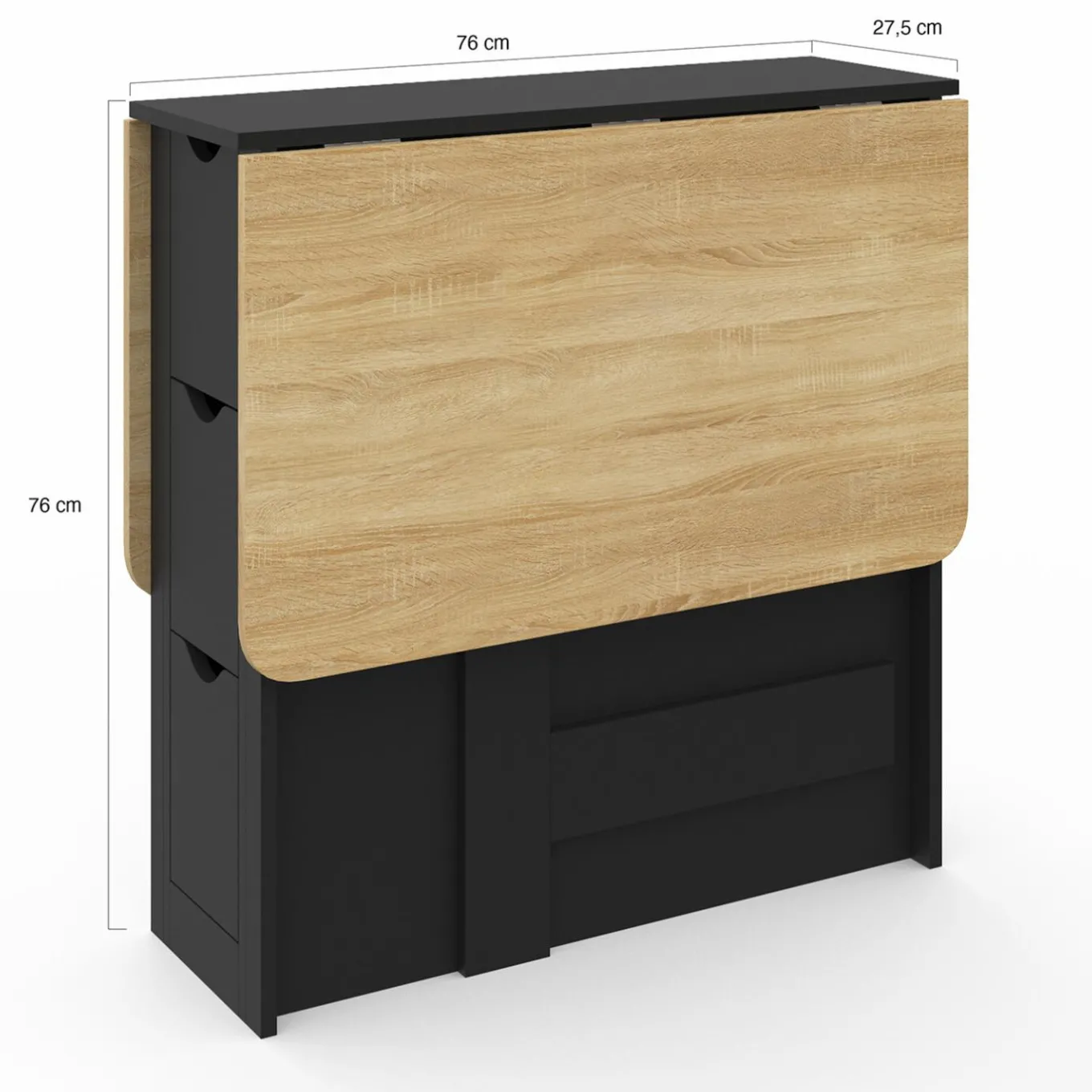 IDMarket Table console pliable bois et noir 2-4 personnes* Collection Design|Collection Contemporaine