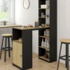 IDMarket Table de bar avec rangements noir et bois* Mange Debout|Tables Hautes