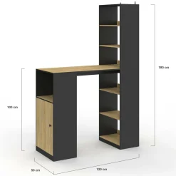 IDMarket Table de bar avec rangements noir et bois* Mange Debout|Tables Hautes