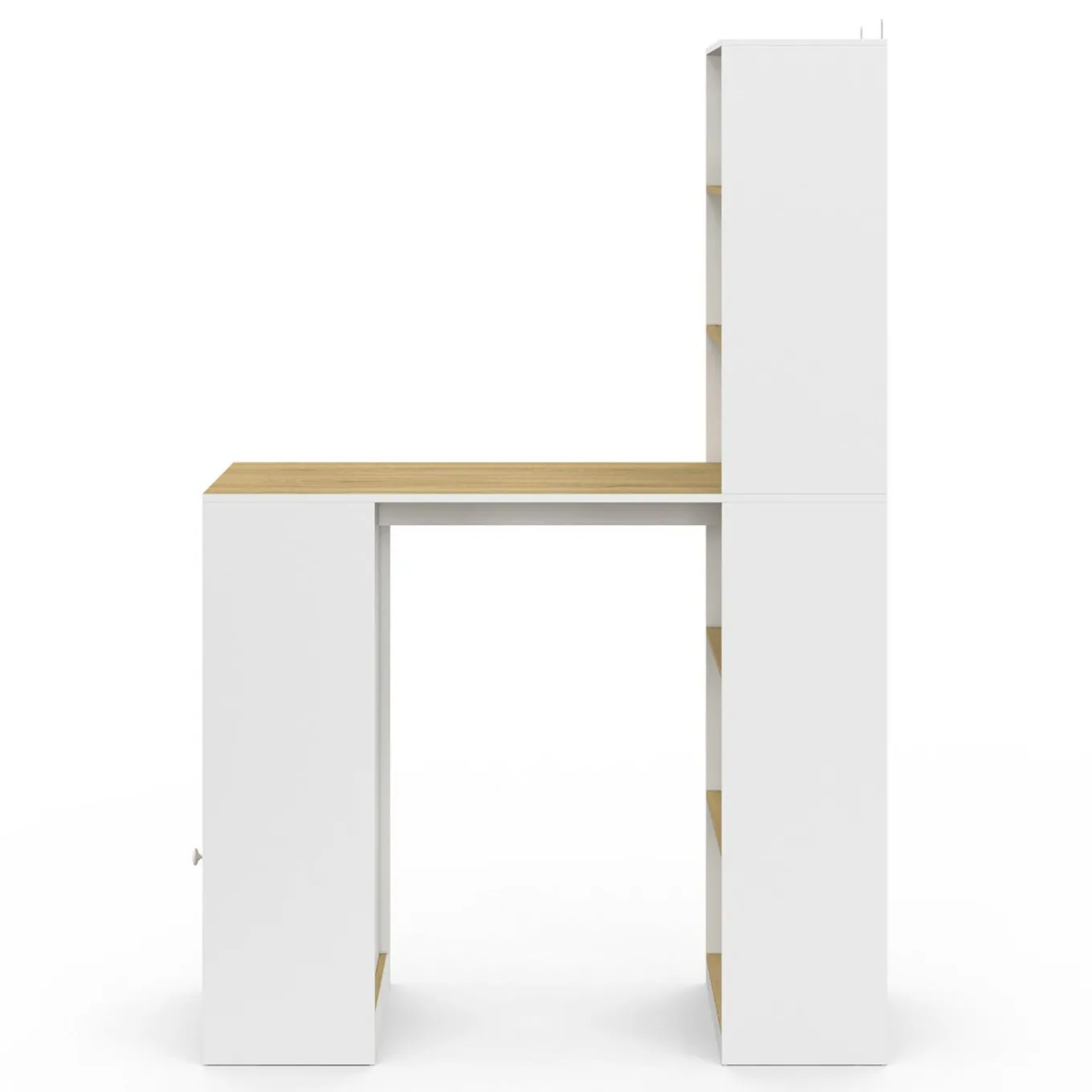 IDMarket Table de bar blanc et bois avec rangements* Collection Moderne|Mange Debout