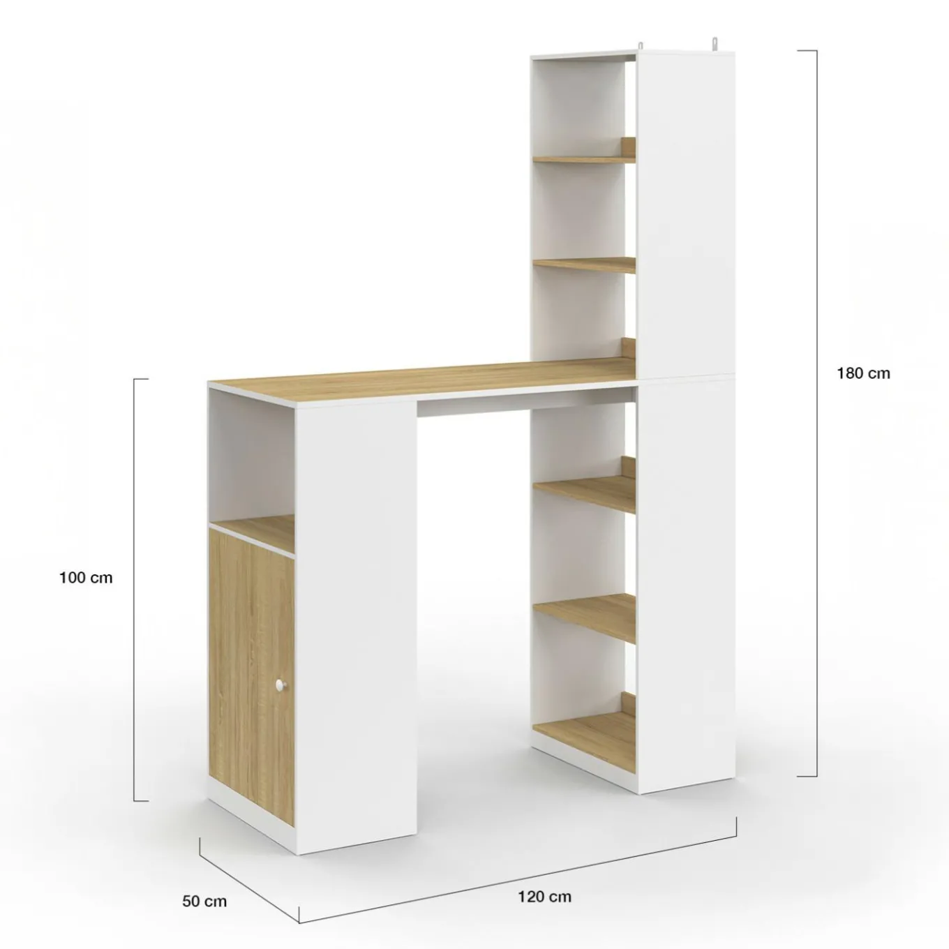 IDMarket Table de bar blanc et bois avec rangements* Collection Moderne|Mange Debout
