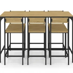 IDMarket Table de bar design industriel avec 6 chaises* Meubles Hauts|Meubles En Bois