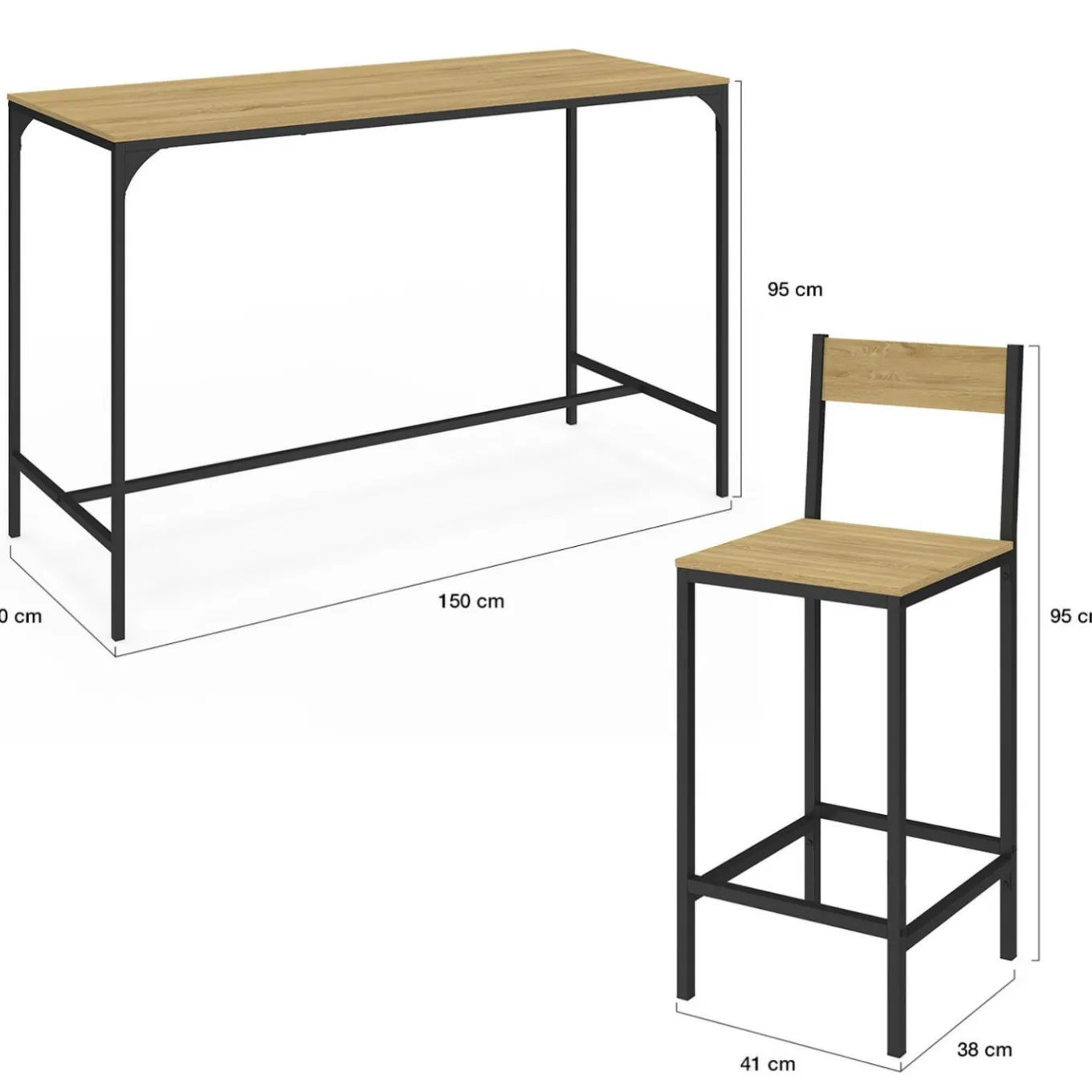 IDMarket Table de bar design industriel avec 6 chaises* Meubles Hauts|Meubles En Bois