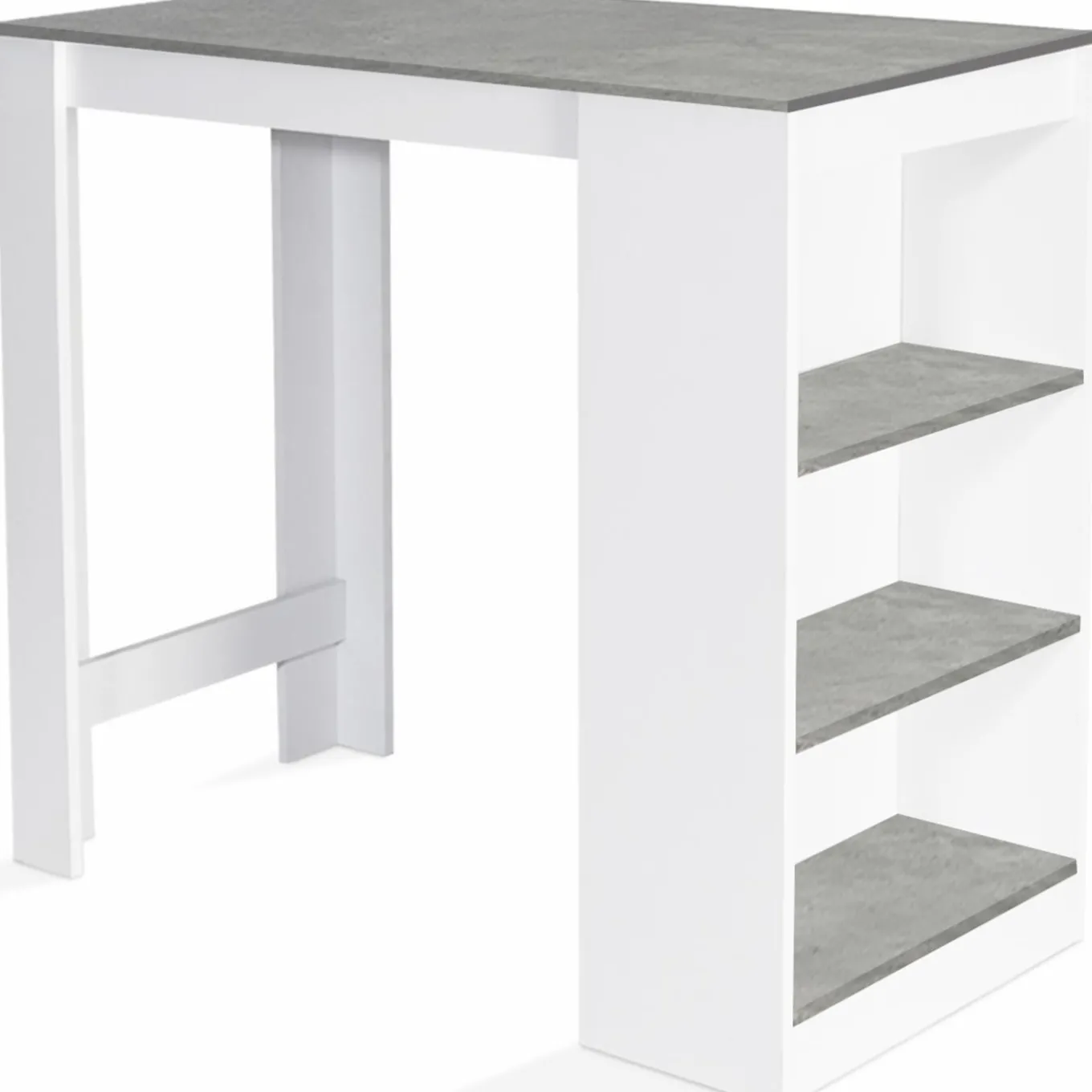 IDMarket Table de bar haute 2 à 4 personnes blanche et grise effet béton* Meubles Blancs|Collection Design