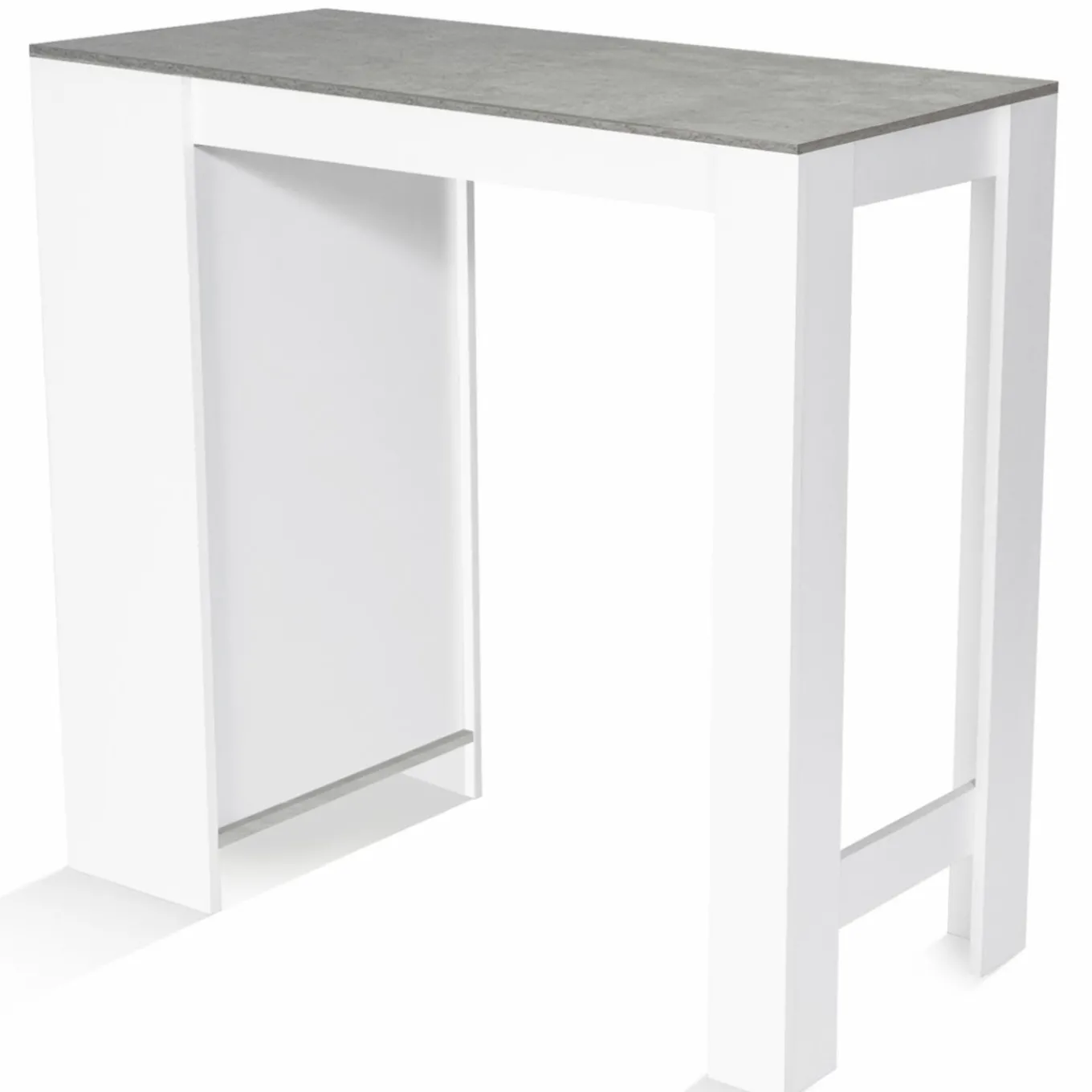 IDMarket Table de bar haute 2 à 4 personnes blanche et grise effet béton* Meubles Blancs|Collection Design