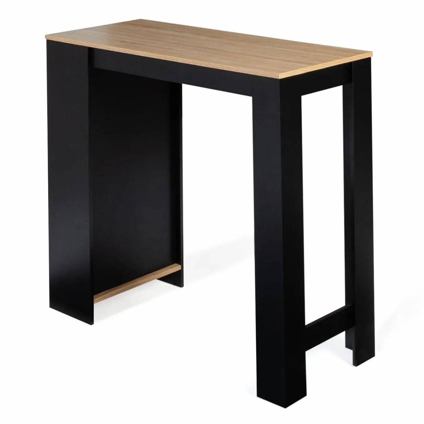 IDMarket Table de bar haute noire et bois 2 à 4 personnes avec rangement* Meubles Noirs|Collection Design