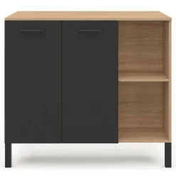 IDMarket Table de bar îlot 100 cm bois noir et plateau façon hêtre* Meubles Hauts|Tables Hautes