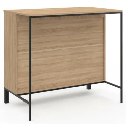 IDMarket Table de bar îlot 100 cm bois noir et plateau façon hêtre* Meubles Hauts|Tables Hautes