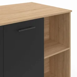 IDMarket Table de bar îlot 100 cm bois noir et plateau façon hêtre* Meubles Hauts|Tables Hautes