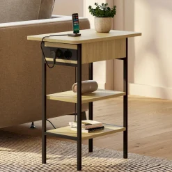 IDMarket Table de chevet / d'appoint design industriel avec multiprise* Tables Basses