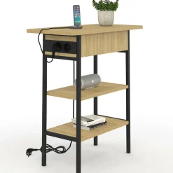 IDMarket Table de chevet / d'appoint design industriel avec multiprise* Tables Basses