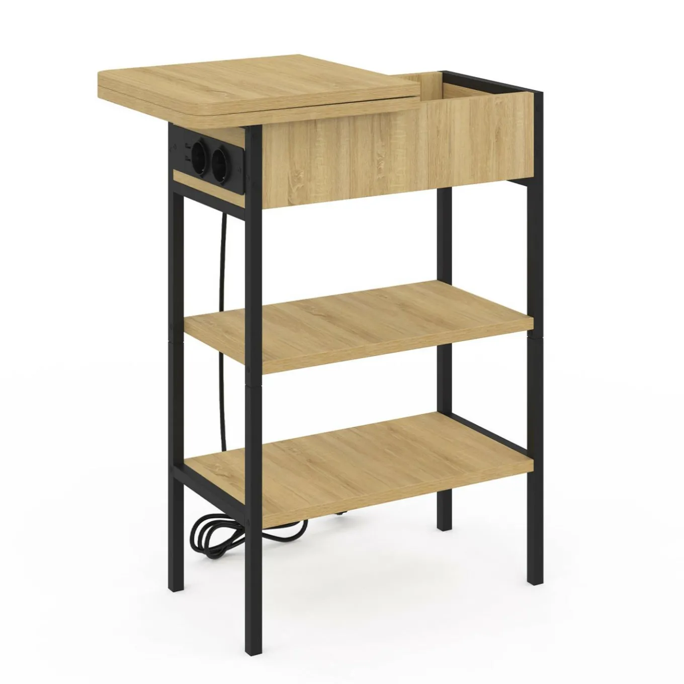 IDMarket Table de chevet / d'appoint design industriel avec multiprise* Tables Basses