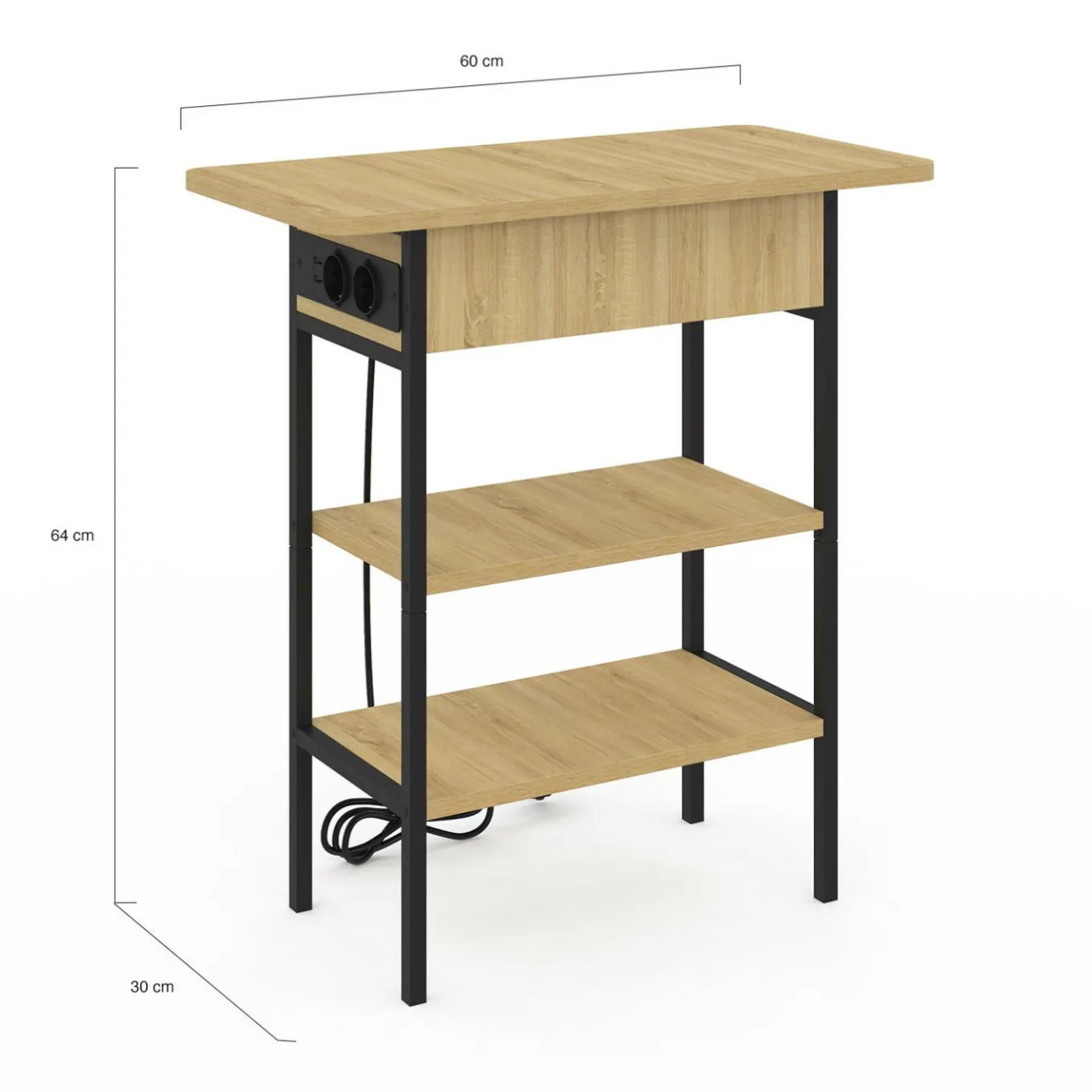 IDMarket Table de chevet / d'appoint design industriel avec multiprise* Tables Basses