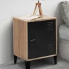 IDMarket Table de chevet casier métal noir et bois* Meubles Bas|Collection Métal