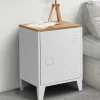 IDMarket Table de chevet industrielle porte métal et plateau imitation hêtre* Meubles Blancs|Tables De Chevet