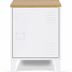 IDMarket Table de chevet industrielle porte métal et plateau imitation hêtre* Meubles Blancs|Tables De Chevet