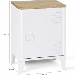 IDMarket Table de chevet industrielle porte métal et plateau imitation hêtre* Meubles Blancs|Tables De Chevet