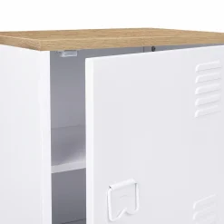 IDMarket Table de chevet industrielle porte métal et plateau imitation hêtre* Meubles Blancs|Tables De Chevet