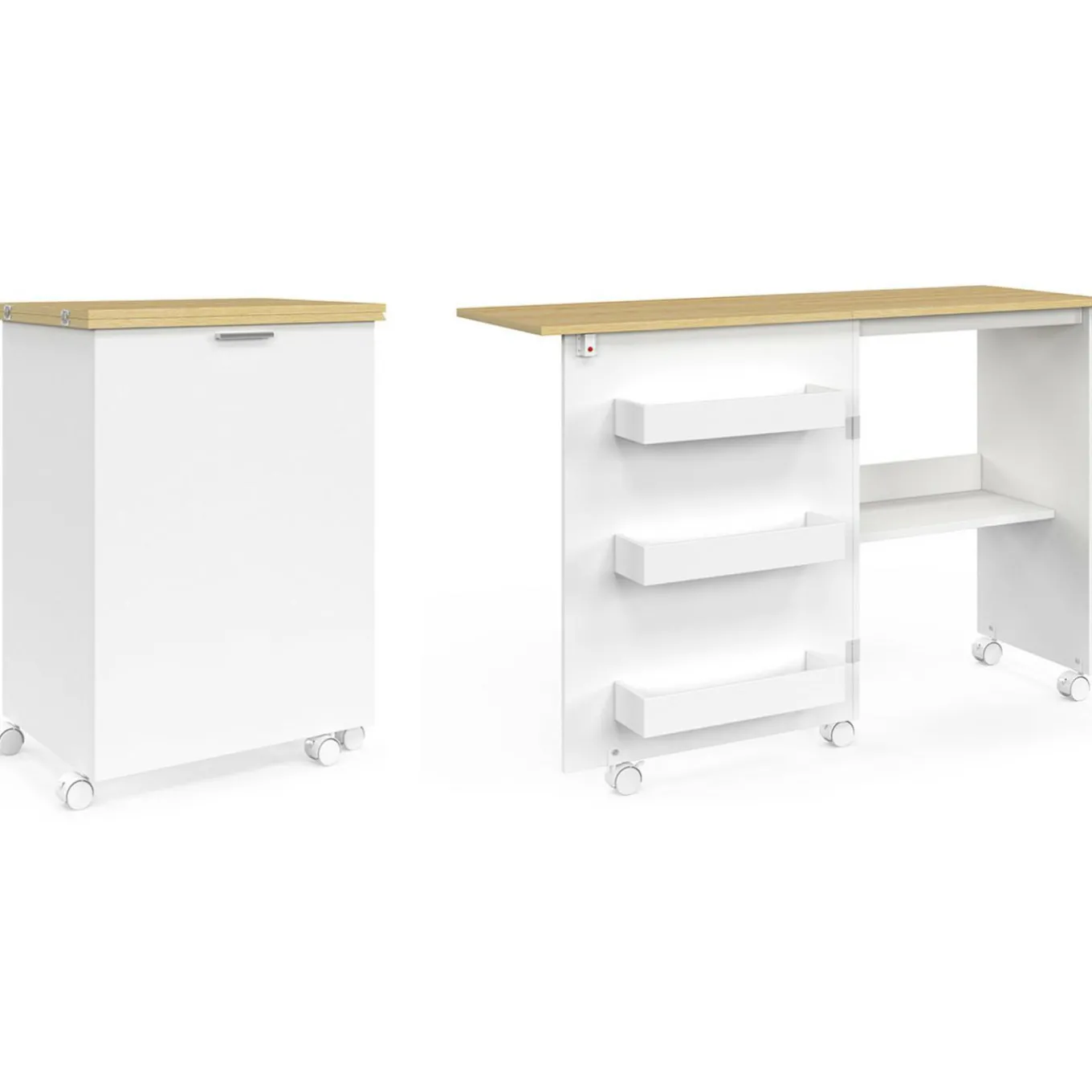 IDMarket Table de couture pliante à roulettes avec 4 étagères* Meubles En Bois|Collection Contemporaine