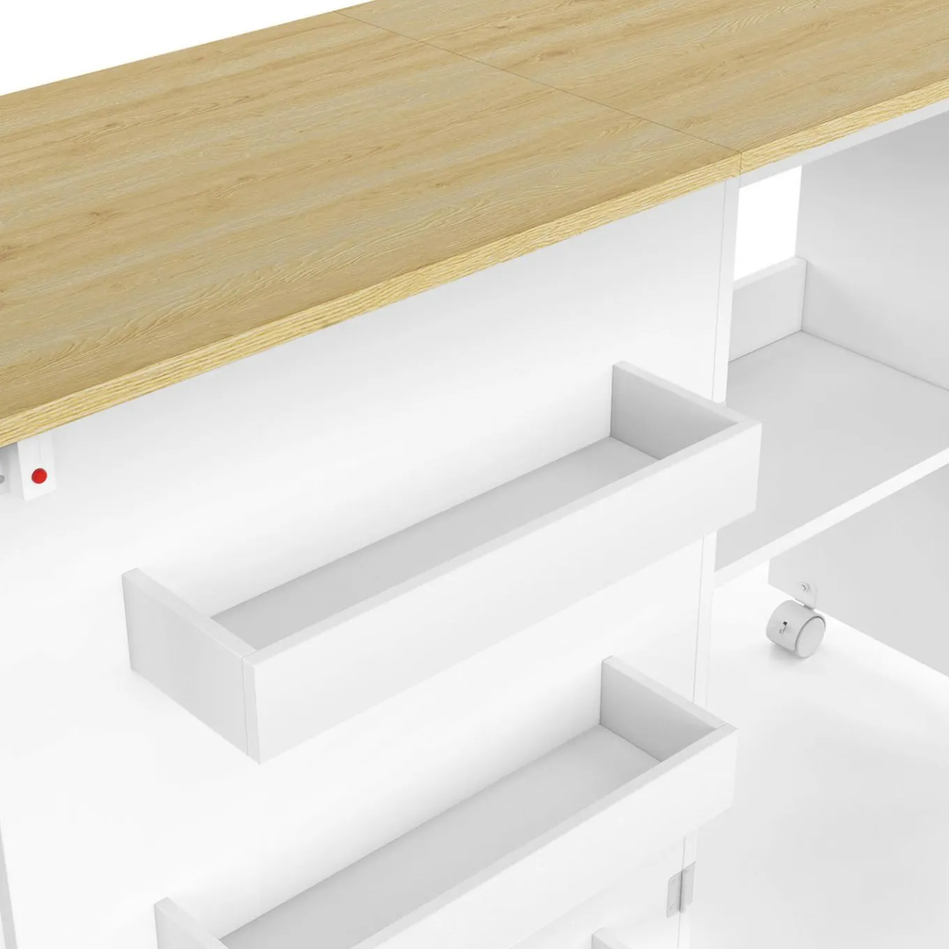IDMarket Table de couture pliante à roulettes avec 4 étagères* Meubles En Bois|Collection Contemporaine