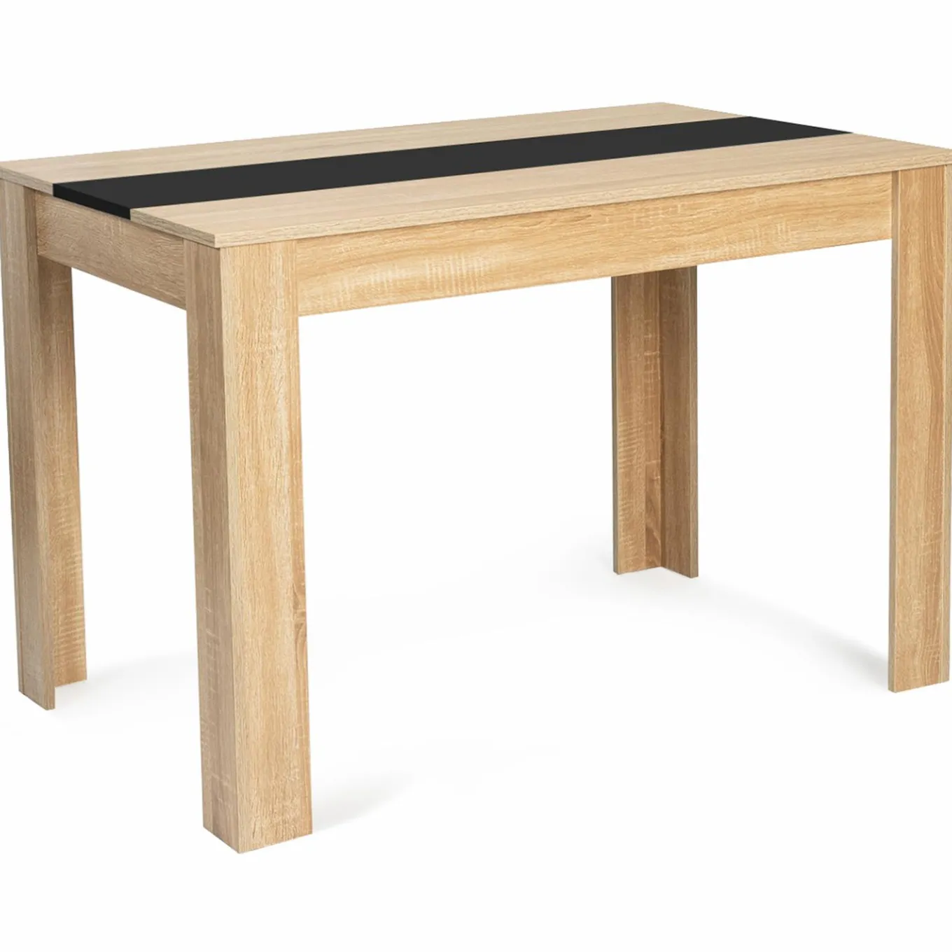 IDMarket Table de cuisine 4 personnes imitation hêtre et noire* Meubles En Bois|Collection Contemporaine