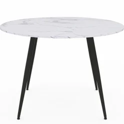 IDMarket Table de cuisine ronde 4-6 personnes effet marbre blanc 110cm* Collection Design|Tables