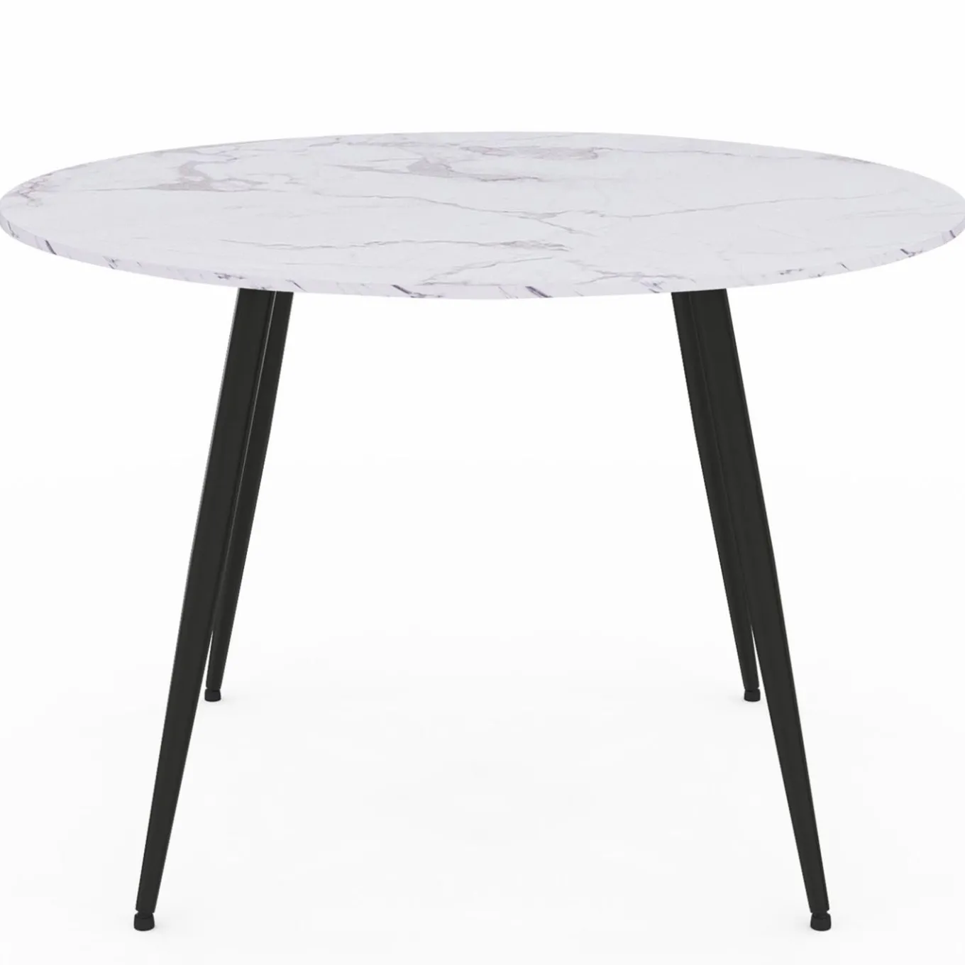 IDMarket Table de cuisine ronde 4-6 personnes effet marbre blanc 110cm* Collection Design|Tables
