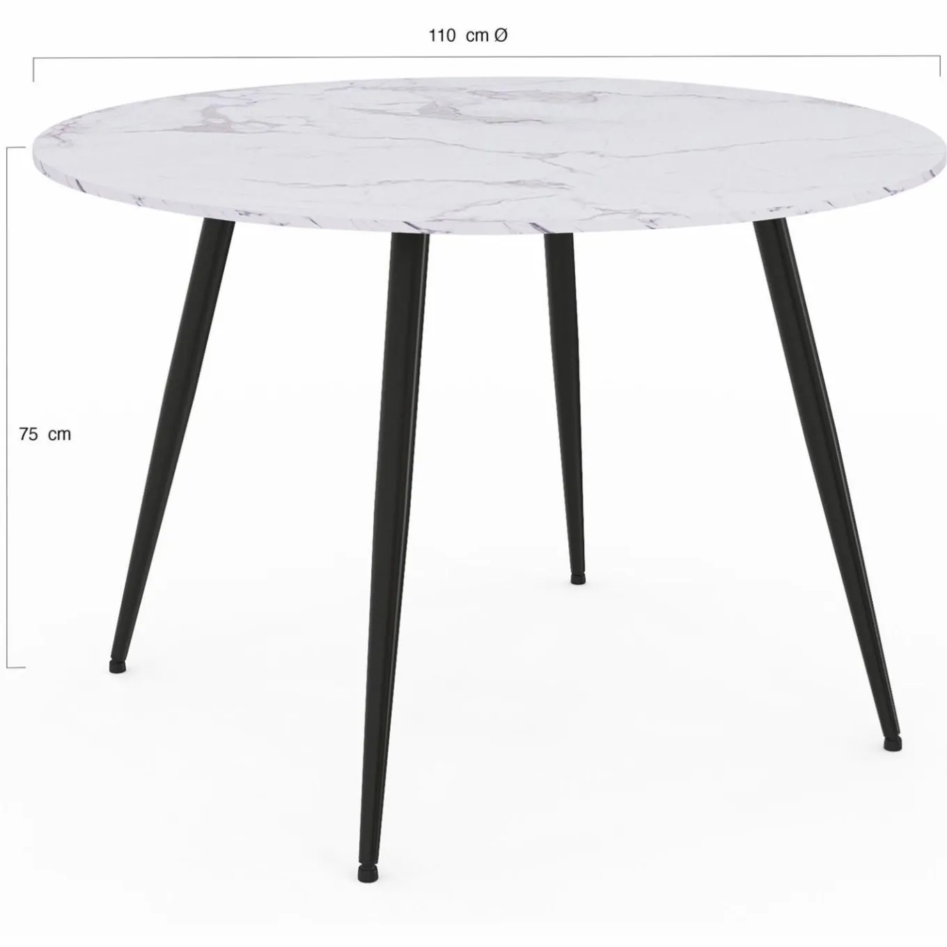 IDMarket Table de cuisine ronde 4-6 personnes effet marbre blanc 110cm* Collection Design|Tables