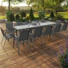 IDMarket Table de jardin extensible 12 places grise avec chaises* Salons De Jardin