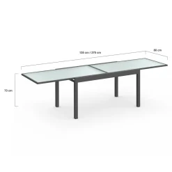 IDMarket Table de jardin extensible 12 places grise avec chaises* Salons De Jardin