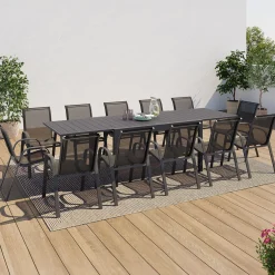 IDMarket Table de jardin extensible 12 places avec chaises* Salons De Jardin