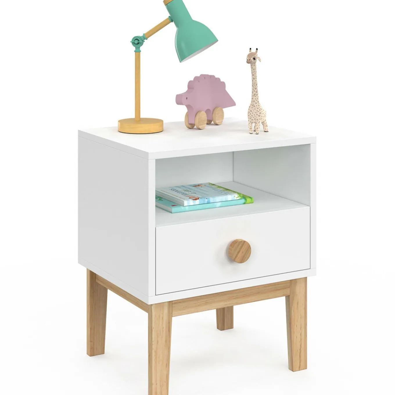 IDMarket Table de nuit enfant tiroir + niche*Enfant Meubles Tiroirs|Meubles Bas