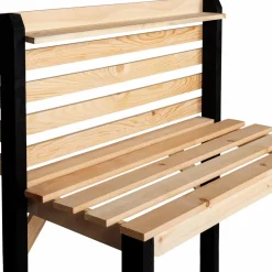 IDMarket Table de plantation rempotage et préparation en bois naturel et noir* Carrés Potager|Serres À Tomates Et Équipement Du Potager