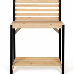 IDMarket Table de plantation rempotage et préparation en bois naturel et noir* Carrés Potager|Serres À Tomates Et Équipement Du Potager