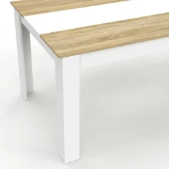 IDMarket Table de salle à manger 8 personnes bois imitation hêtre et blanc* Meubles Blancs|Collection Design