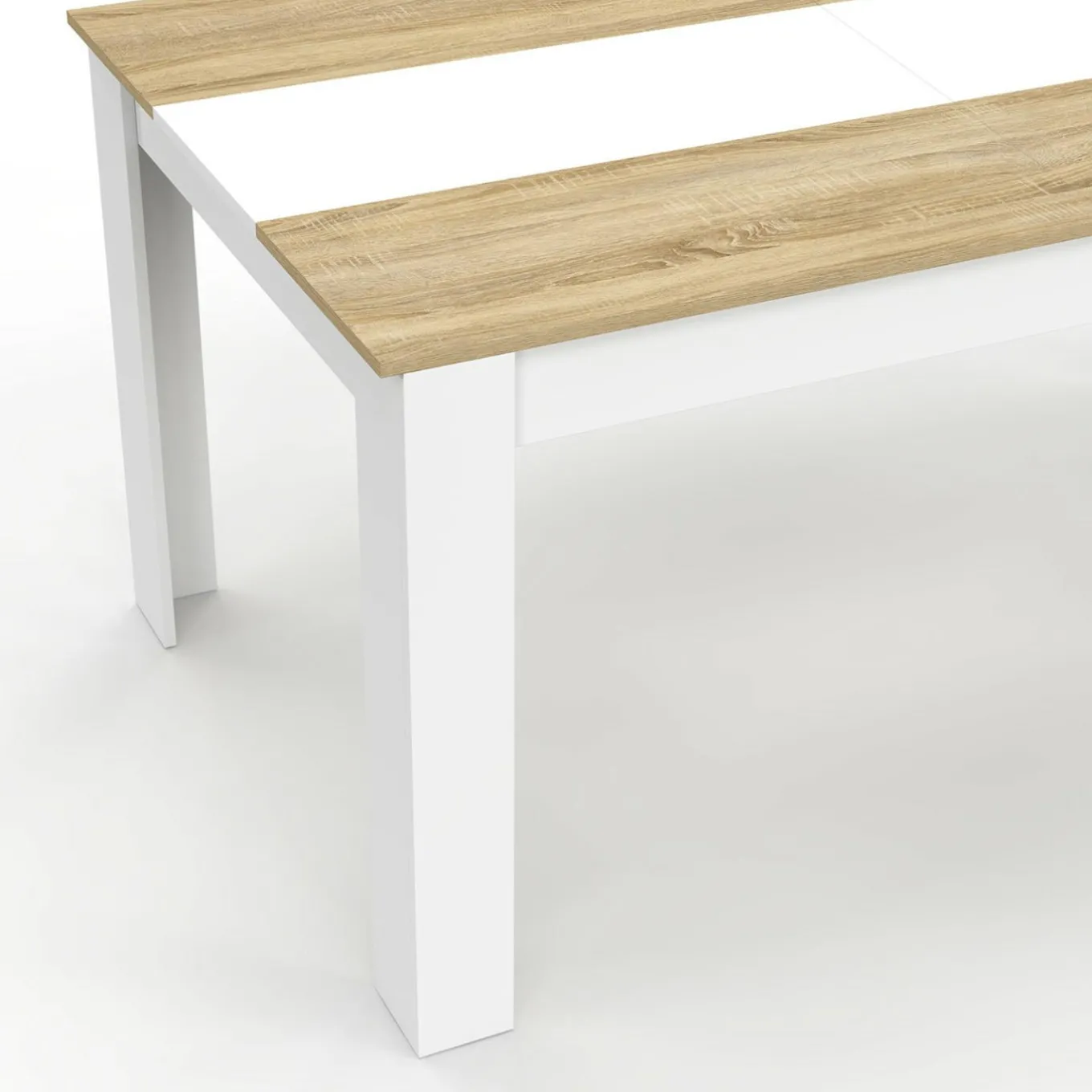 IDMarket Table de salle à manger 8 personnes bois imitation hêtre et blanc* Meubles Blancs|Collection Design