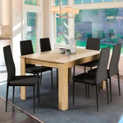 IDMarket Table de salle à manger en bois imitation hêtre 6 personnes* Meubles En Bois|Collection Contemporaine
